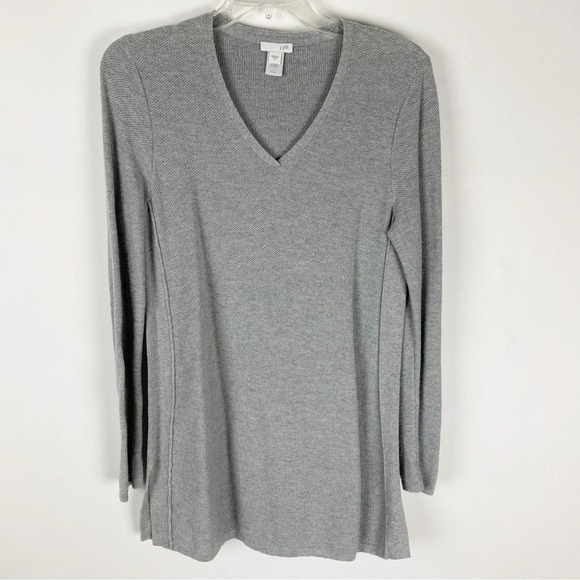 J Jill Gray VNeck Tunic Sweater Womens Size S - Picture 1 of 4